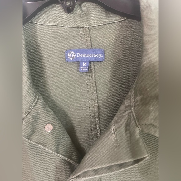 Democracy Utility Jacket Olive Green Army Green Size Medium Pockets 100% Cotton - Picture 2 of 9